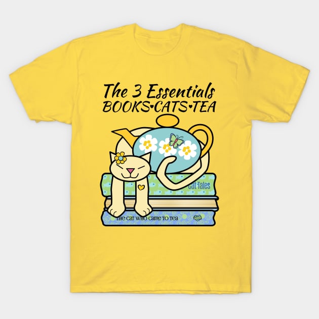 Books Cats Tea T-Shirt by Sue Cervenka